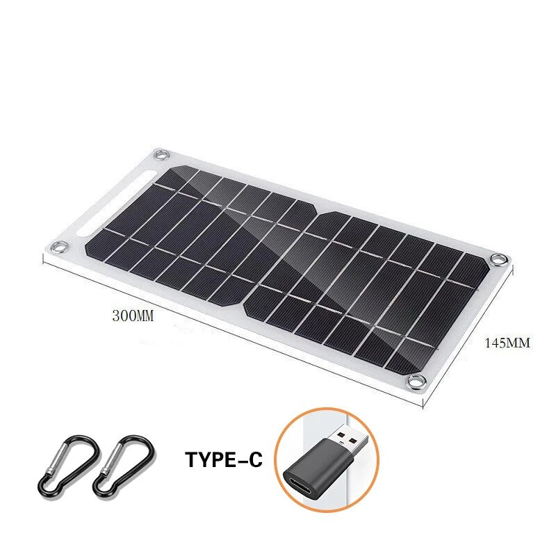 30W Foldable Solar Panel - 6.8V 1.2A USB Type-C Waterproof Outdoor Hiking Camping Portable Battery Mobile Phone Charging Bank