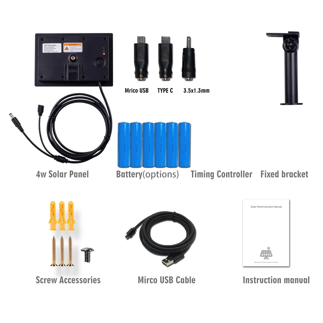 4W Solar Panel, Mrico USB TYPE € 3.5x1.3mm 3 3 1 4w Solar Panel