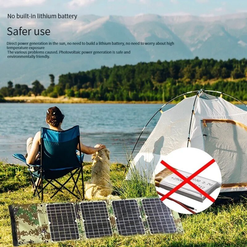 ETFE 45W Foldable Solar Panel, no built-in lithium battery Safer use Photovoltaic power