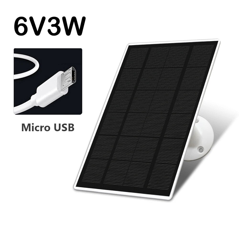 5V 6W / 6V 3W Solar Panel For Security Camera - Micro USB / Type-C Solar Cells Charger Phone Charging  for Security Camera/Small Home Light System