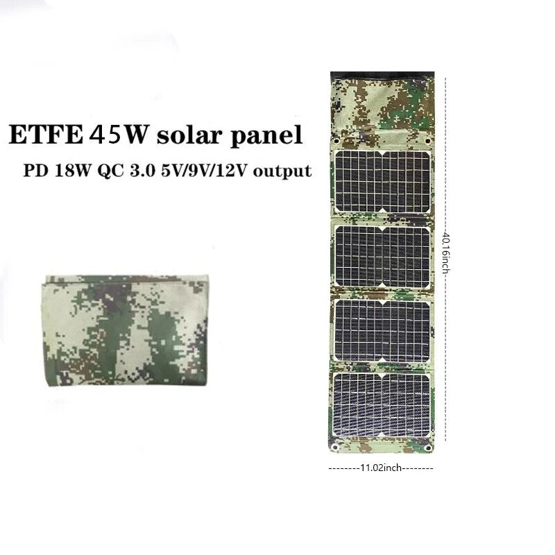 ETFE 45W Foldable Solar Panel, ETFE 45W solar panel PD 18W QC 3.0