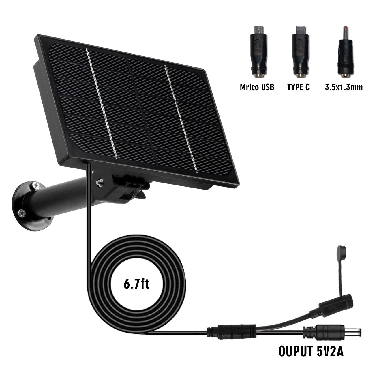 4W Solar Panel, Mrico USB TYPE € 3.5x1.3mm 6.7ft OUPUT