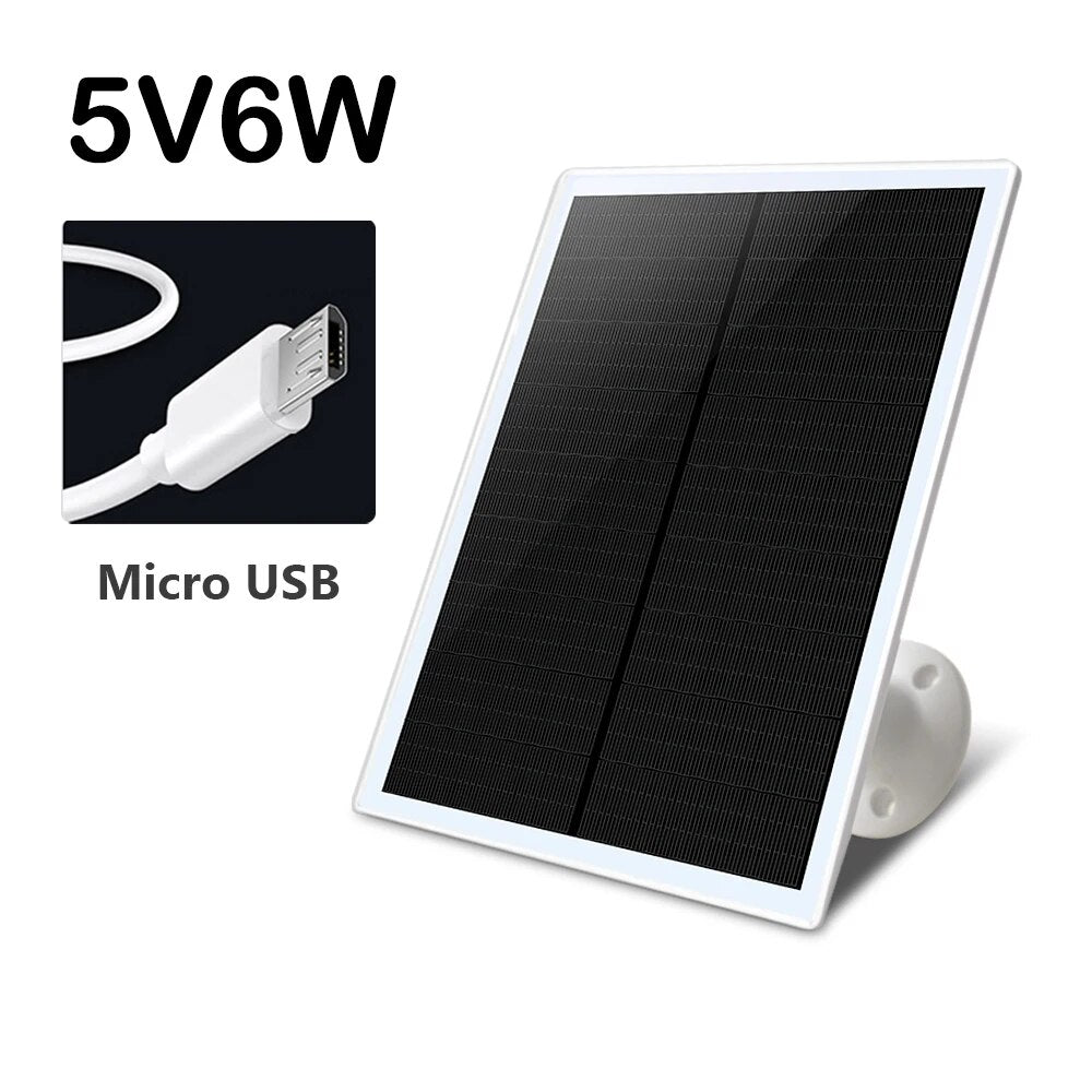 5V 6W / 6V 3W Solar Panel For Security Camera - Micro USB / Type-C Solar Cells Charger Phone Charging  for Security Camera/Small Home Light System