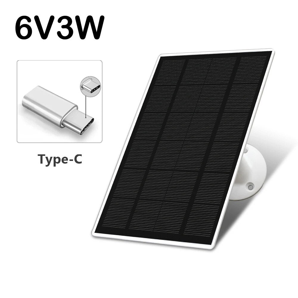 5V 6W / 6V 3W Solar Panel For Security Camera - Micro USB / Type-C Solar Cells Charger Phone Charging  for Security Camera/Small Home Light System