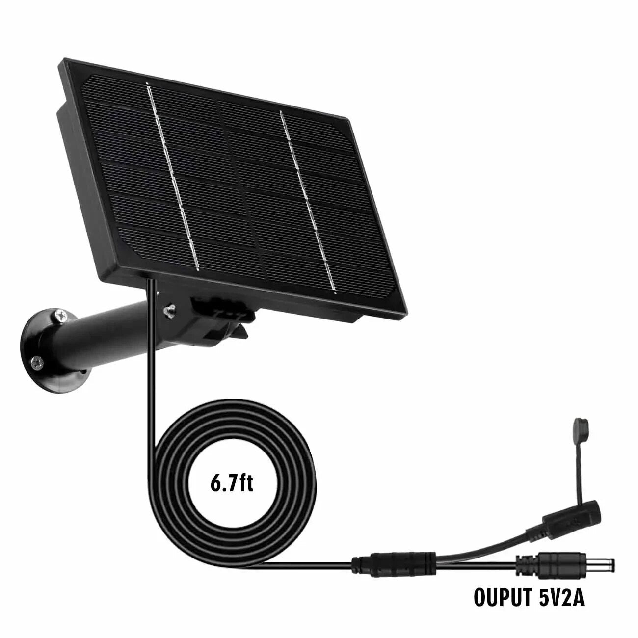 4W Solar Panel For Security Camera - 3 In 1 DC/Micro USB/TypeC Output 5V 6V 9V 12V Solar Charge Built-in 18650 Battery