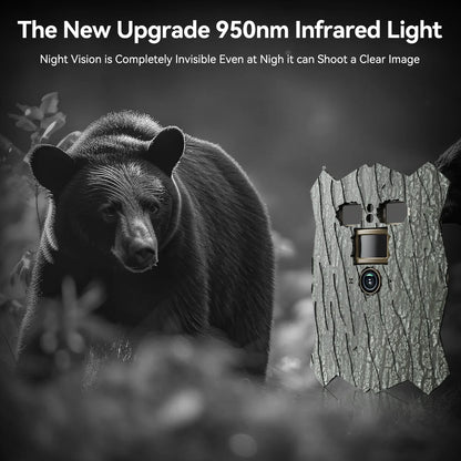 The Campark TC21 4K solar trail camera has upgraded 950nm infrared light for clear night vision, undetectable image capture.