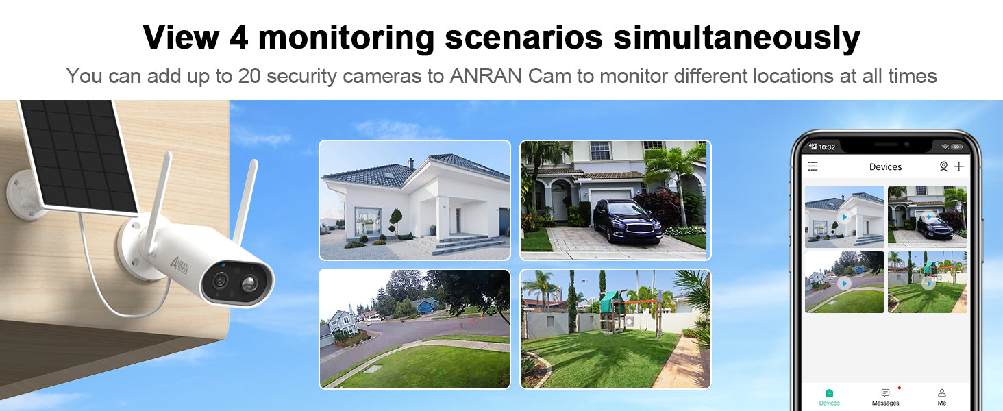 add up to 20 security cameras to ANRAN Cam to monitor different