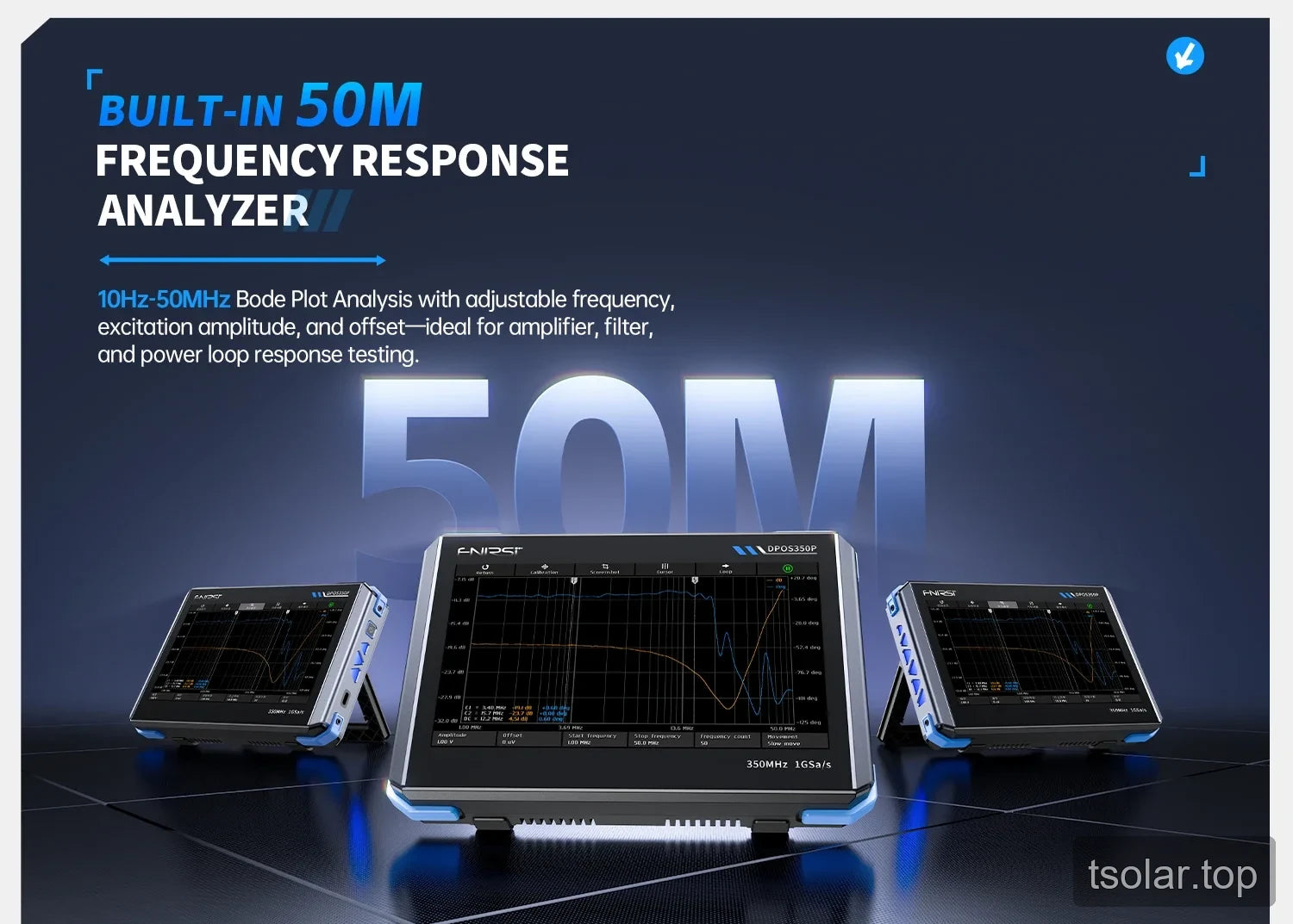 DPOS350P frequency response analyzer Bode plot