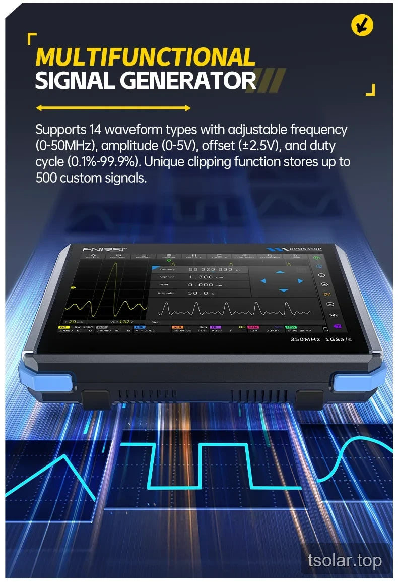 DPOS350P multifunction signal generator settings and waveform graphic