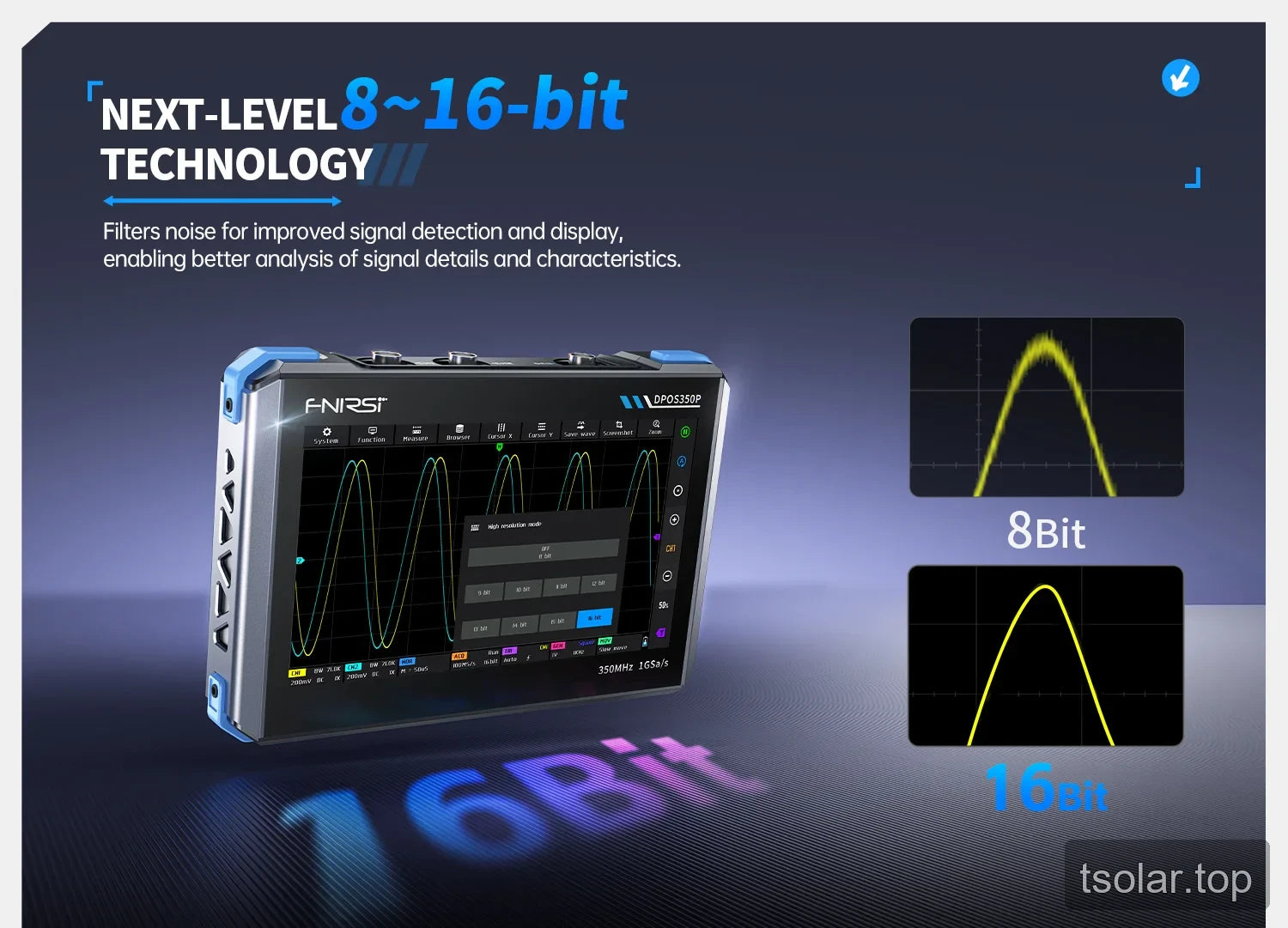 DPOS350P 8-bit to 16-bit resolution modes