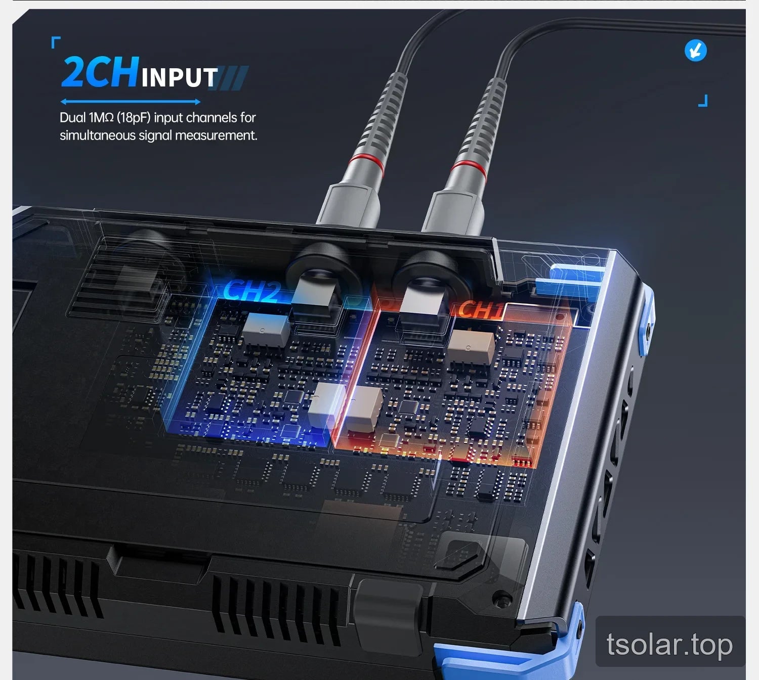 DPOS350P dual-channel probe inputs