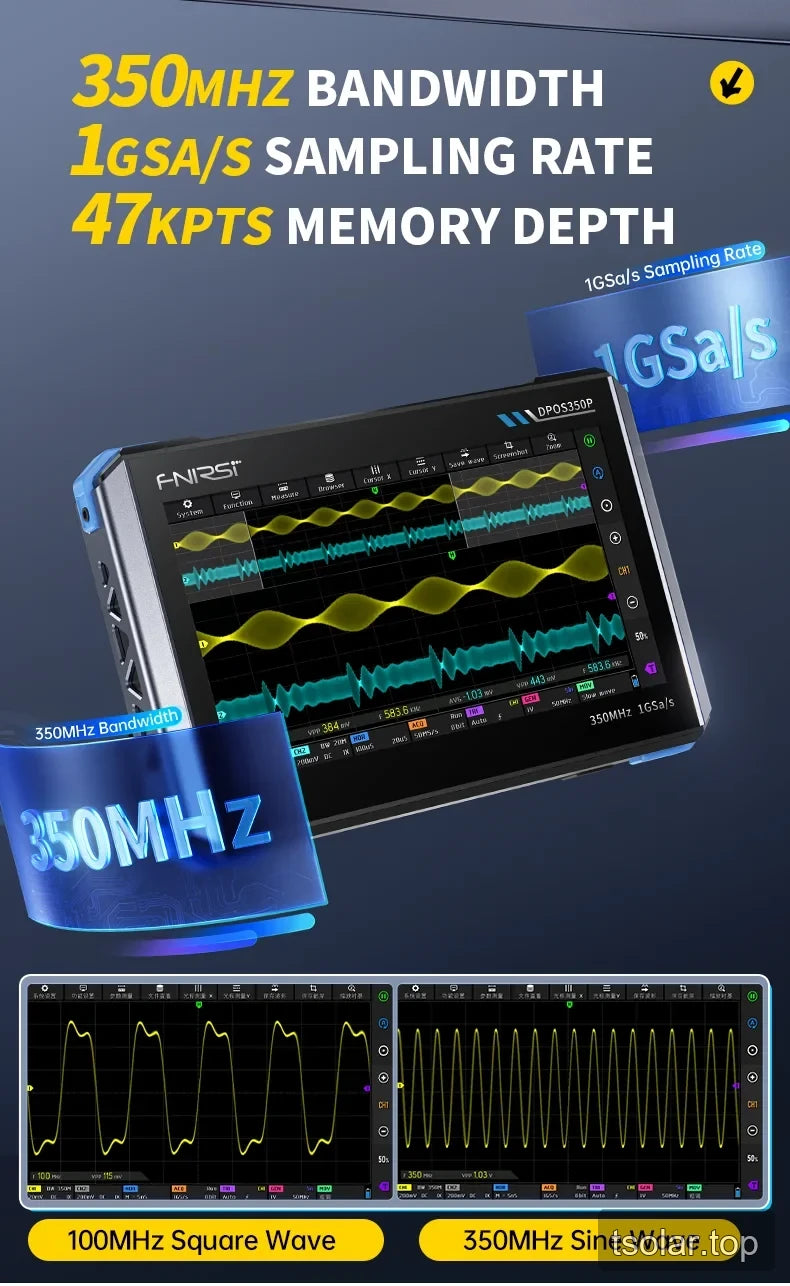 DPOS350P 350 MHz bandwidth, 1 GSa/s sampling rate, and 47 Kpts memory depth
