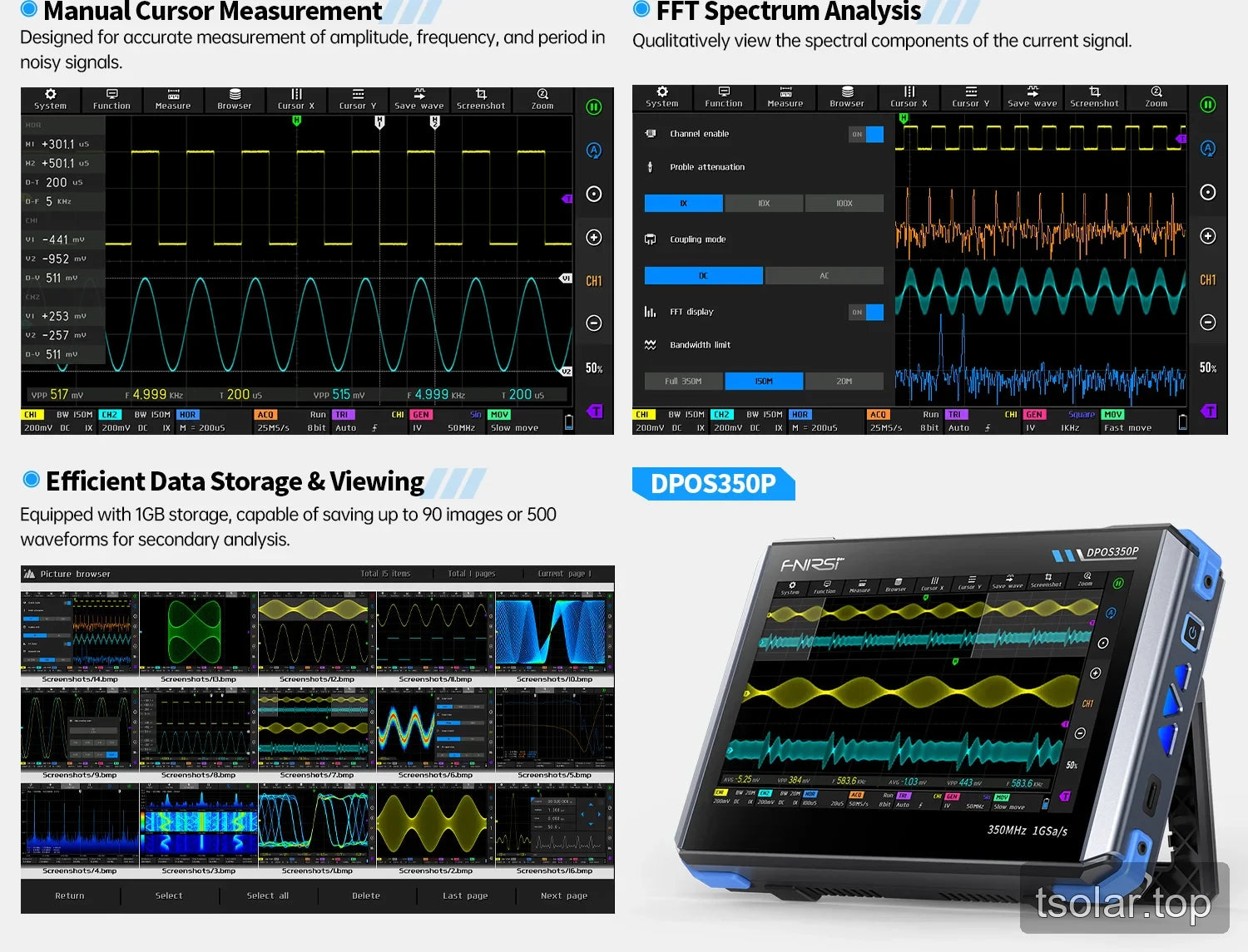 DPOS350P measurement FFT and storage functions