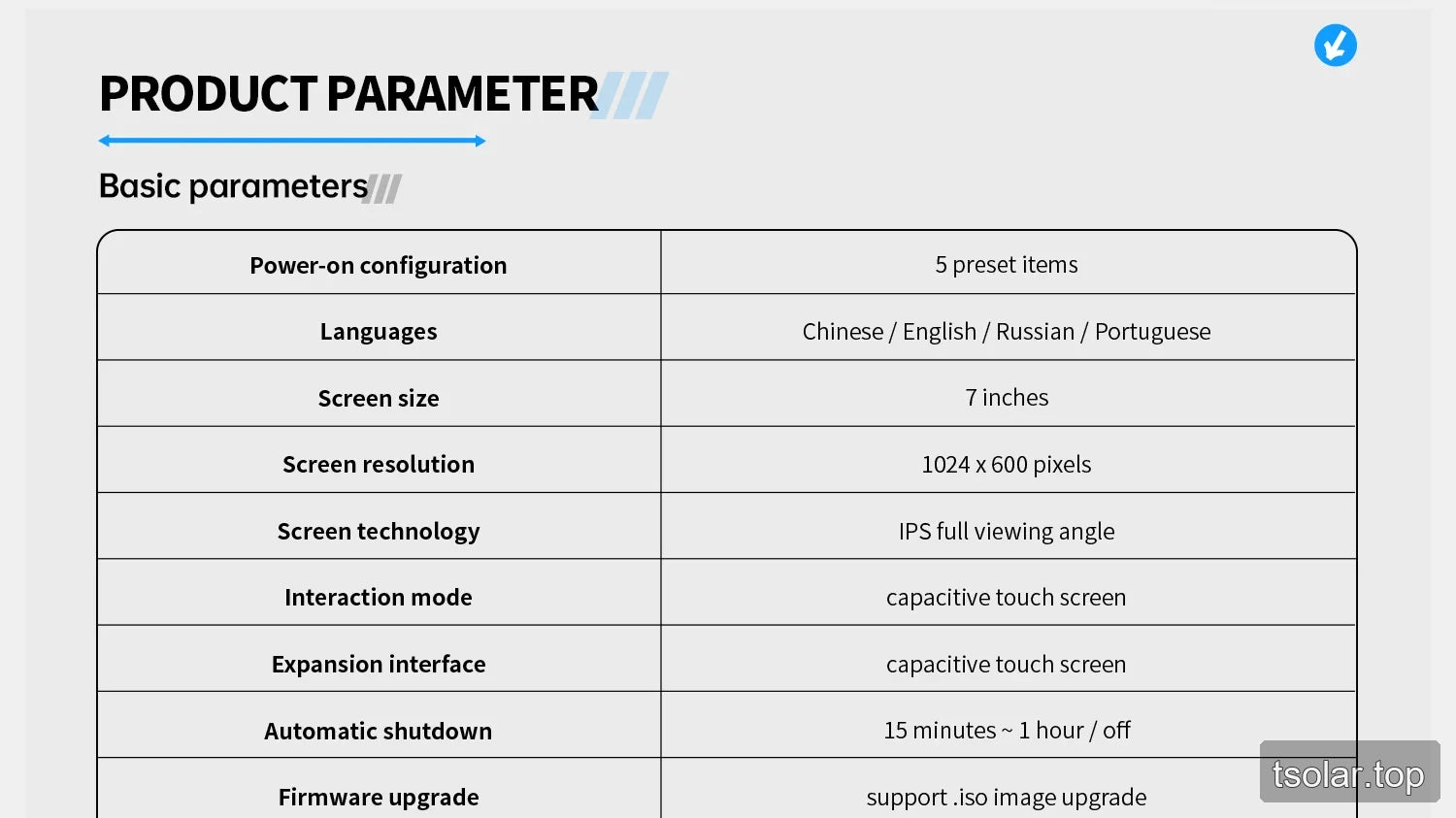 DPOS350P basic parameter table