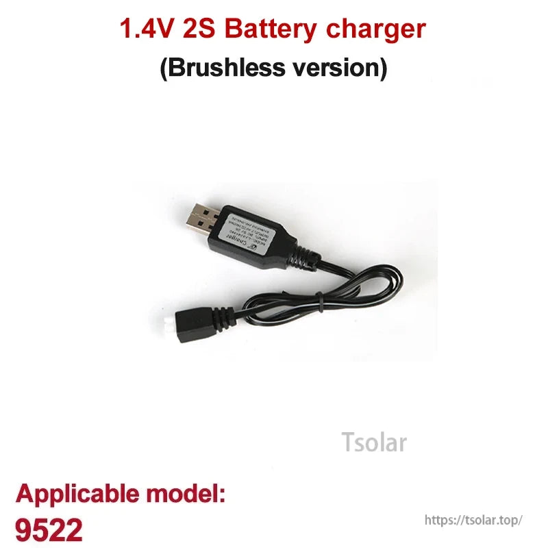 GANGBIBAO Lipo Battery, 1.4V 2S Brushless Battery Charger for Model 9522, USB Cable with Connector