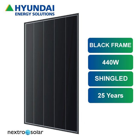 Hyundai 440W Solar Panel, Reliable shingled solar panel with 25-year warranty