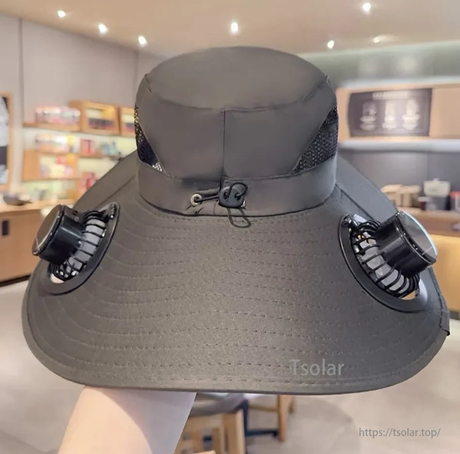 Men's Solar Fan Sun Hat, Colors may appear differently due to monitor or lighting.