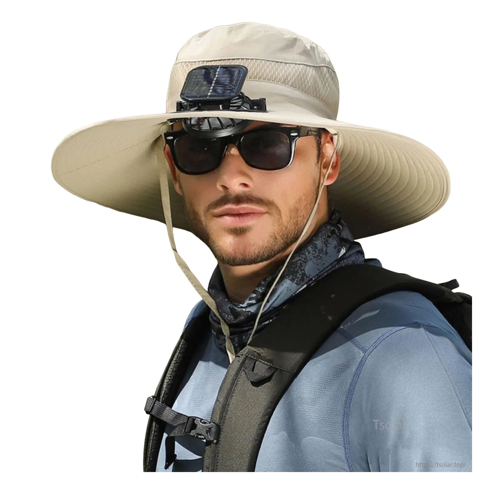 Men’s Solar Powered Wide Brim Sun Hat, USB backup charging is recommended for low-light or indoor use.