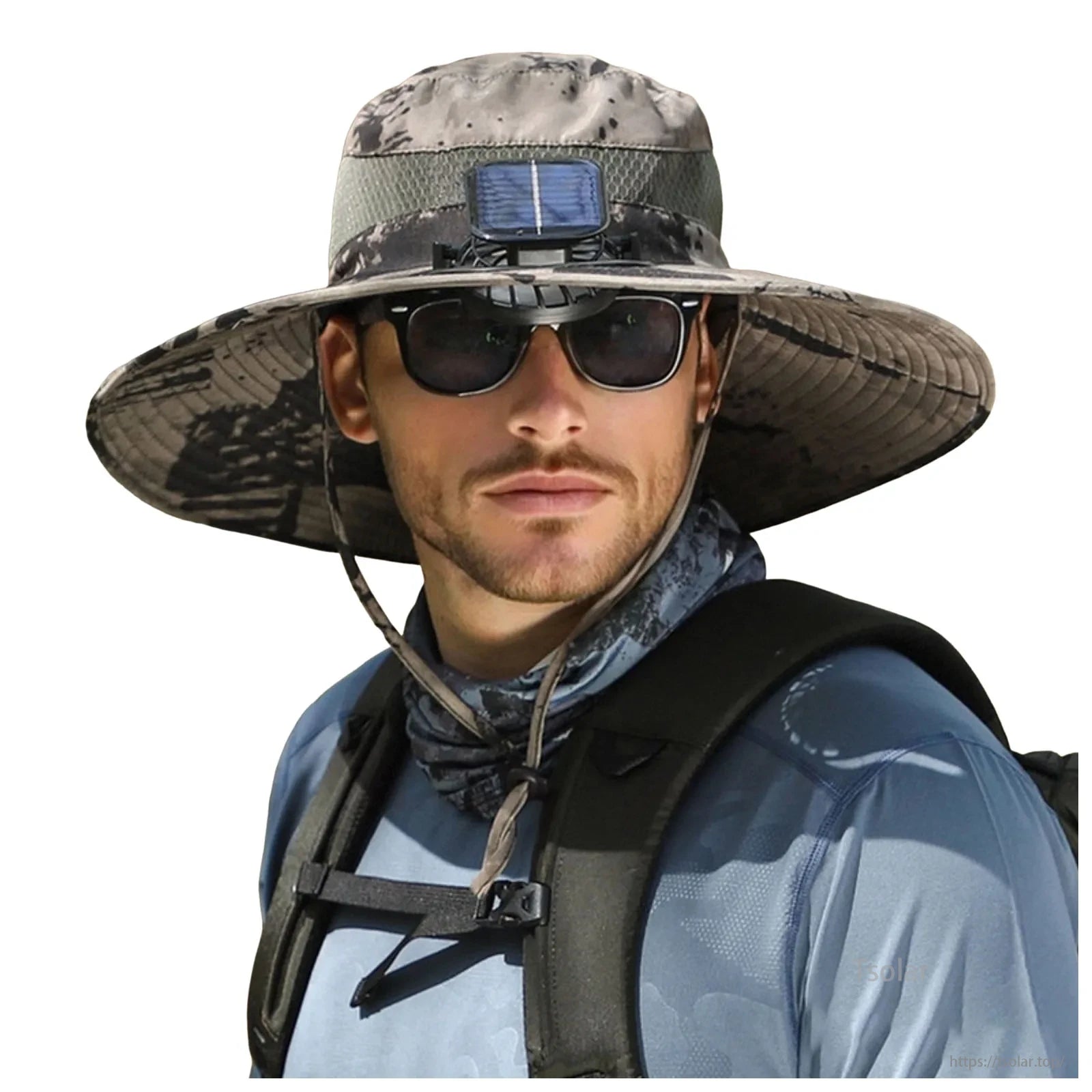 Men’s Solar Powered Wide Brim Sun Hat, Ultimate all-in-one solution for heat and sun management with dual power options and adjustable sizing