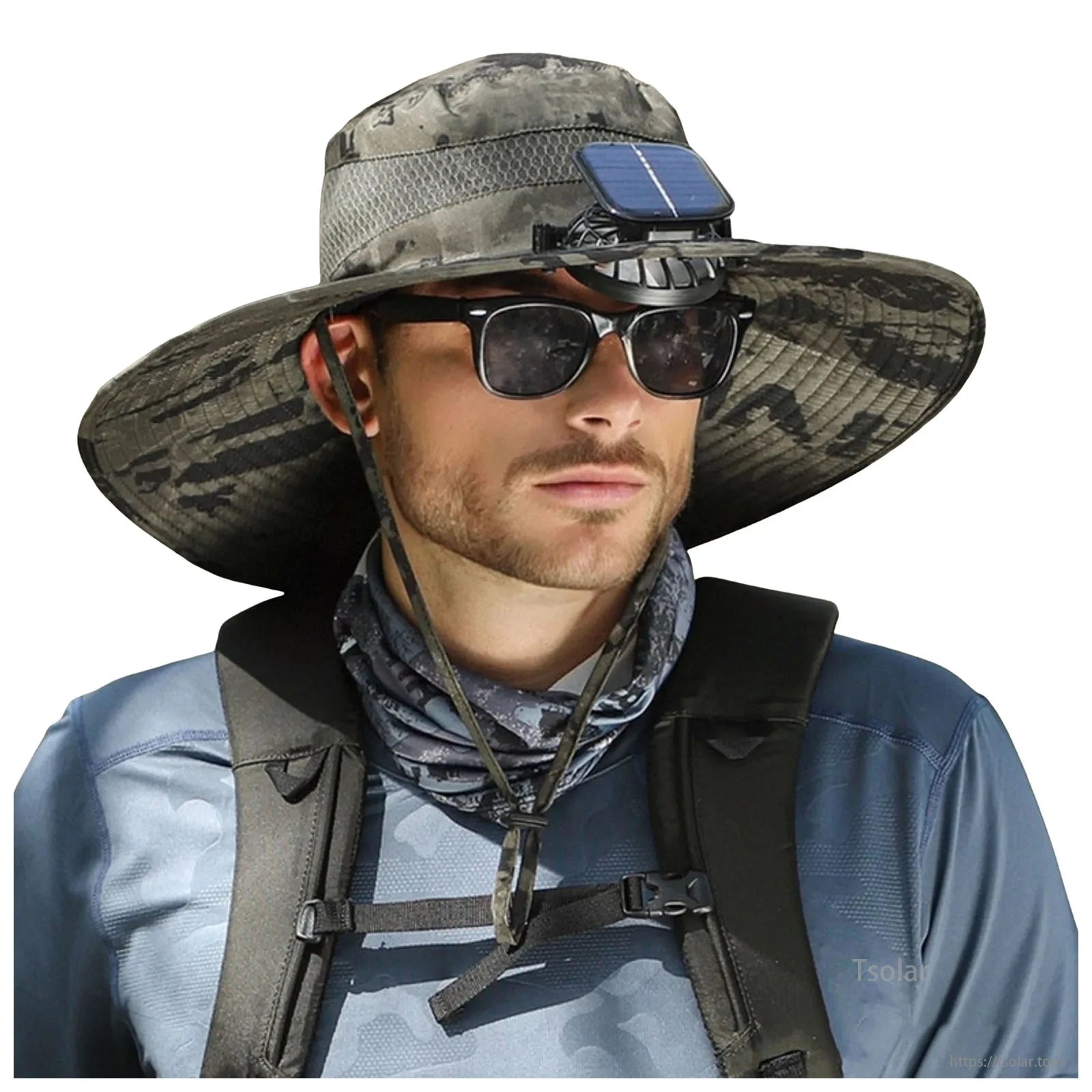 Men’s Solar Powered Wide Brim Sun Hat, Recommended method for indoor use is USB backup charging.