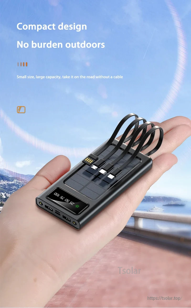 OnePlus 200000mAh Solar Power Bank, Compact, lightweight design with large capacity for outdoor use without cables.