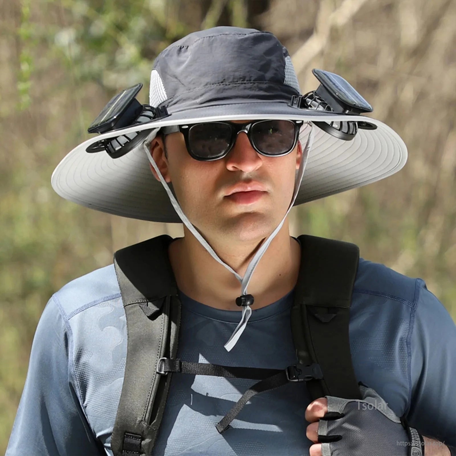 Outdoor Wide Brim Solar Fan Hat – USB & Solar Powered Hat with Adjustable Cooling Fan for Fishing, Hiking, Camping