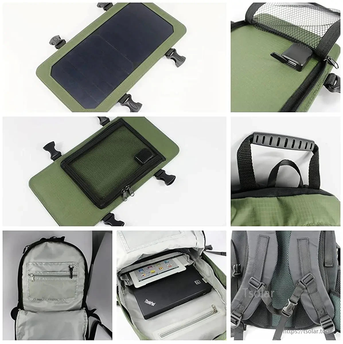 Solar Hiking Backpack, Return flawed item picture showing flaw location; we'll check and send free replacement if quality issue found.