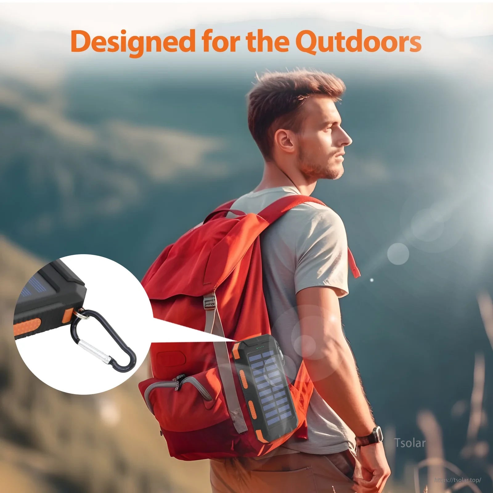 Rugged portable solar power bank designed for outdoor use.