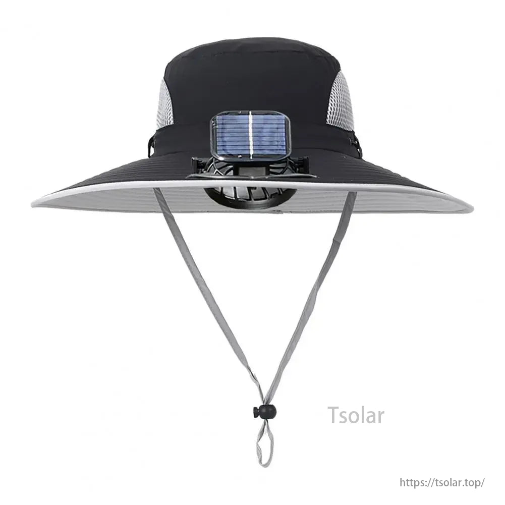 Unisex solar fan sun hat for fishing, hiking, and gardening.