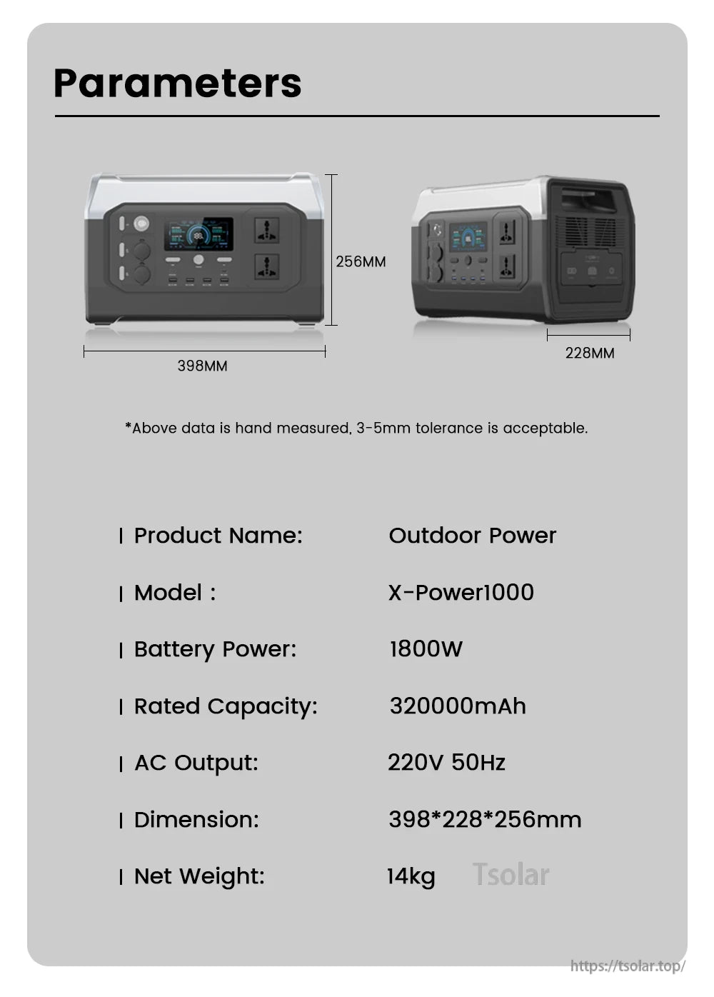 X-Power 1000 Portable Generator, The X-Power1000 portable power station offers 1800W power, 320,000mAh capacity, 220V AC output, compact size, and weighs 14kg.