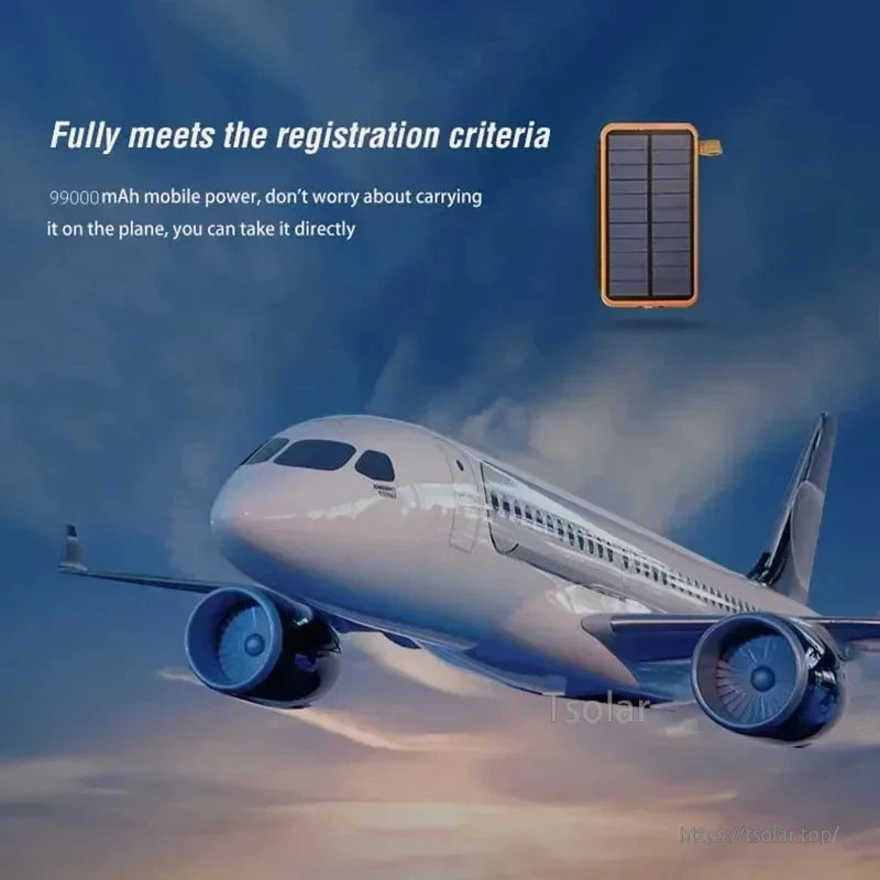 Xiaomi Solar Power Bank, This solar power bank has a 9900mAh capacity, meeting regulations and allowing safe air travel while powering devices on-the-go.